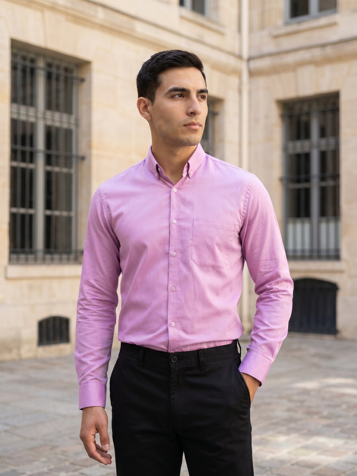 Men Regular Fit Solid Button-Down Collar Formal Shirt ( RDSH 9042Purple )
