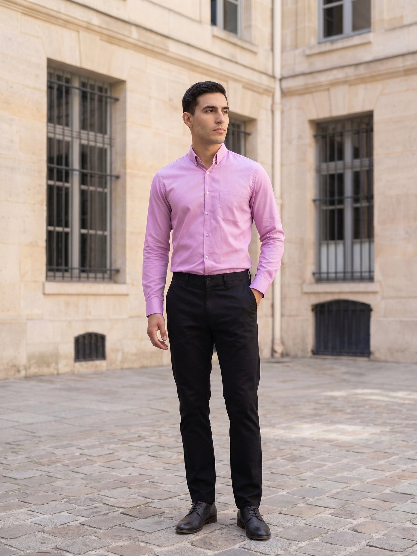 Men Regular Fit Solid Button-Down Collar Formal Shirt ( RDSH 9042Purple )