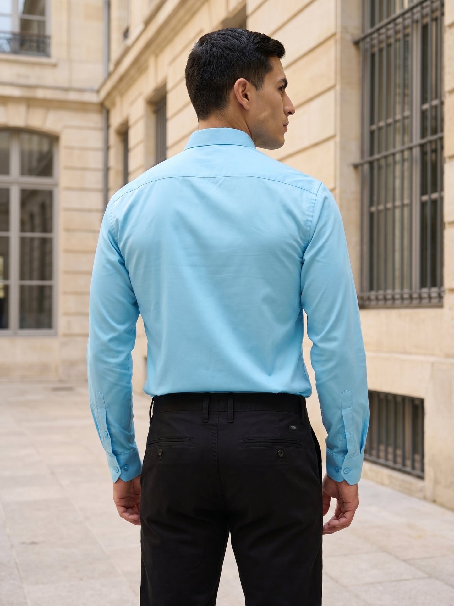 Men Regular Fit Solid Button-Down Collar Formal Shirt ( RDSH 9042Sky )