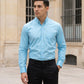 Men Regular Fit Solid Button-Down Collar Formal Shirt ( RDSH 9042Sky )