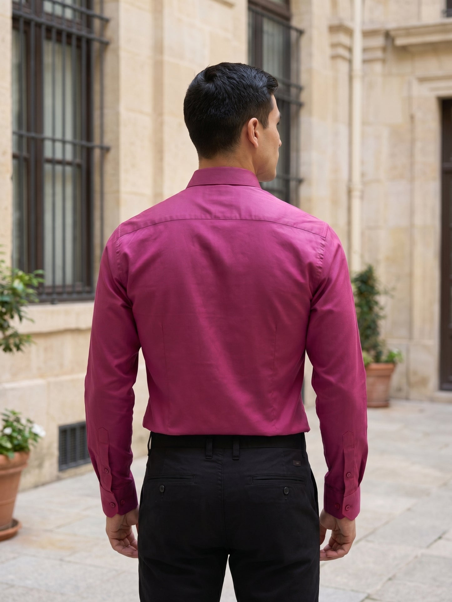Men Regular Fit Solid Button-Down Collar Formal Shirt ( RDSH 9042Wine )