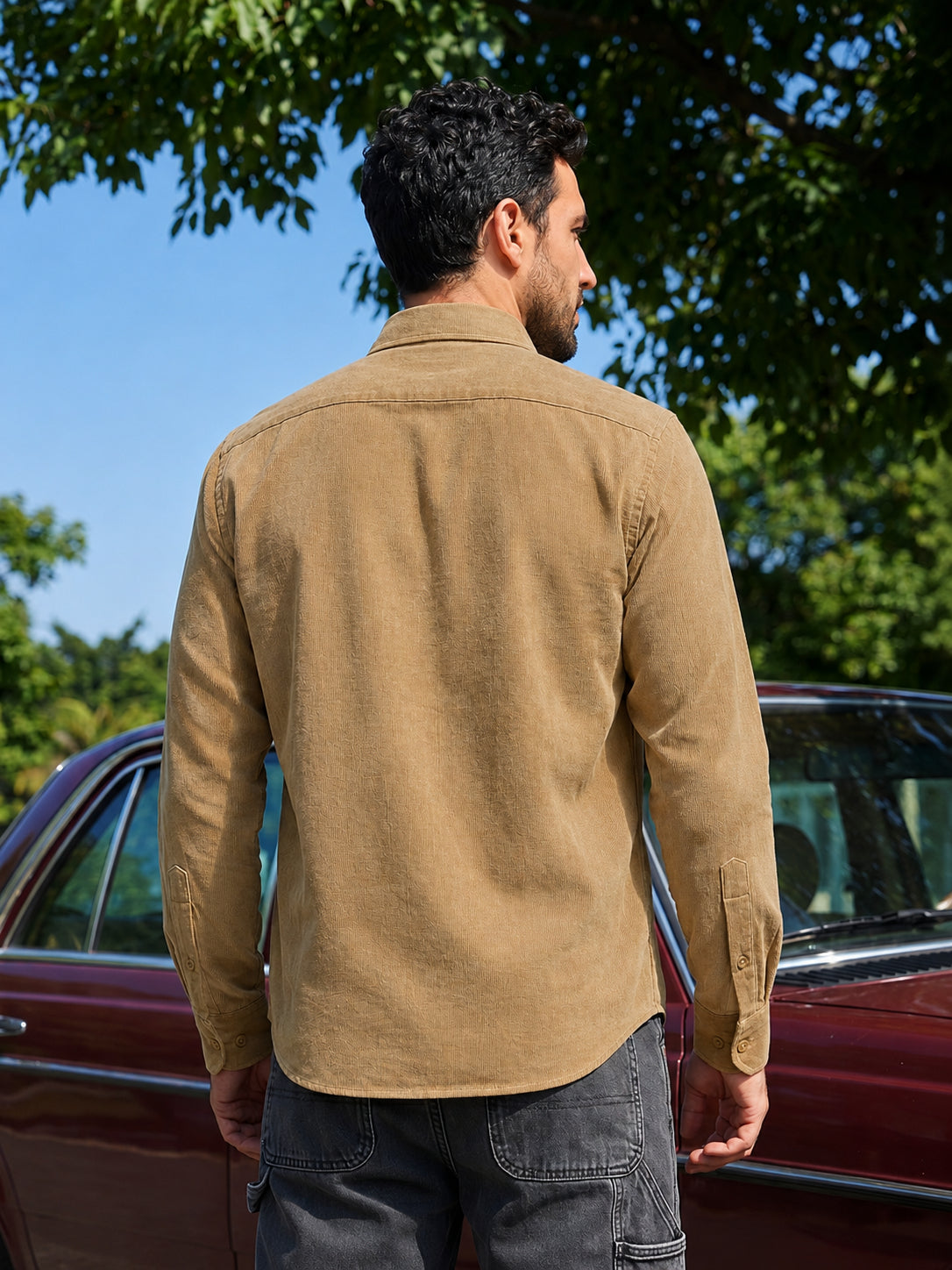 Men Standard Corduroy Cotton Shirt ( RDSH 925Beige )