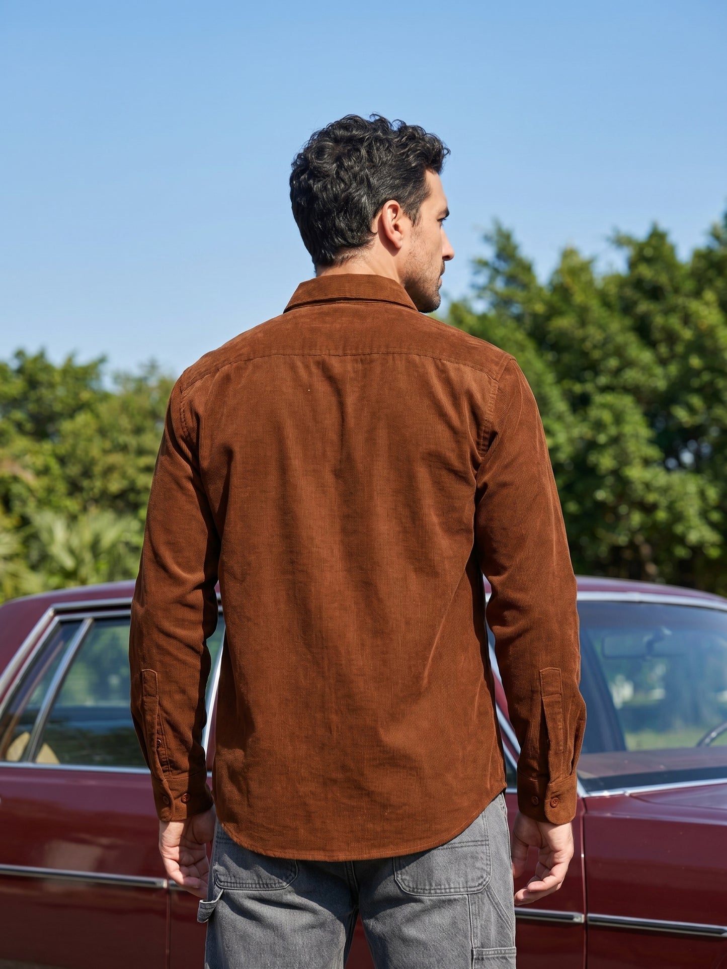 Men Standard Corduroy Cotton Shirt ( RDSH 925Brown )