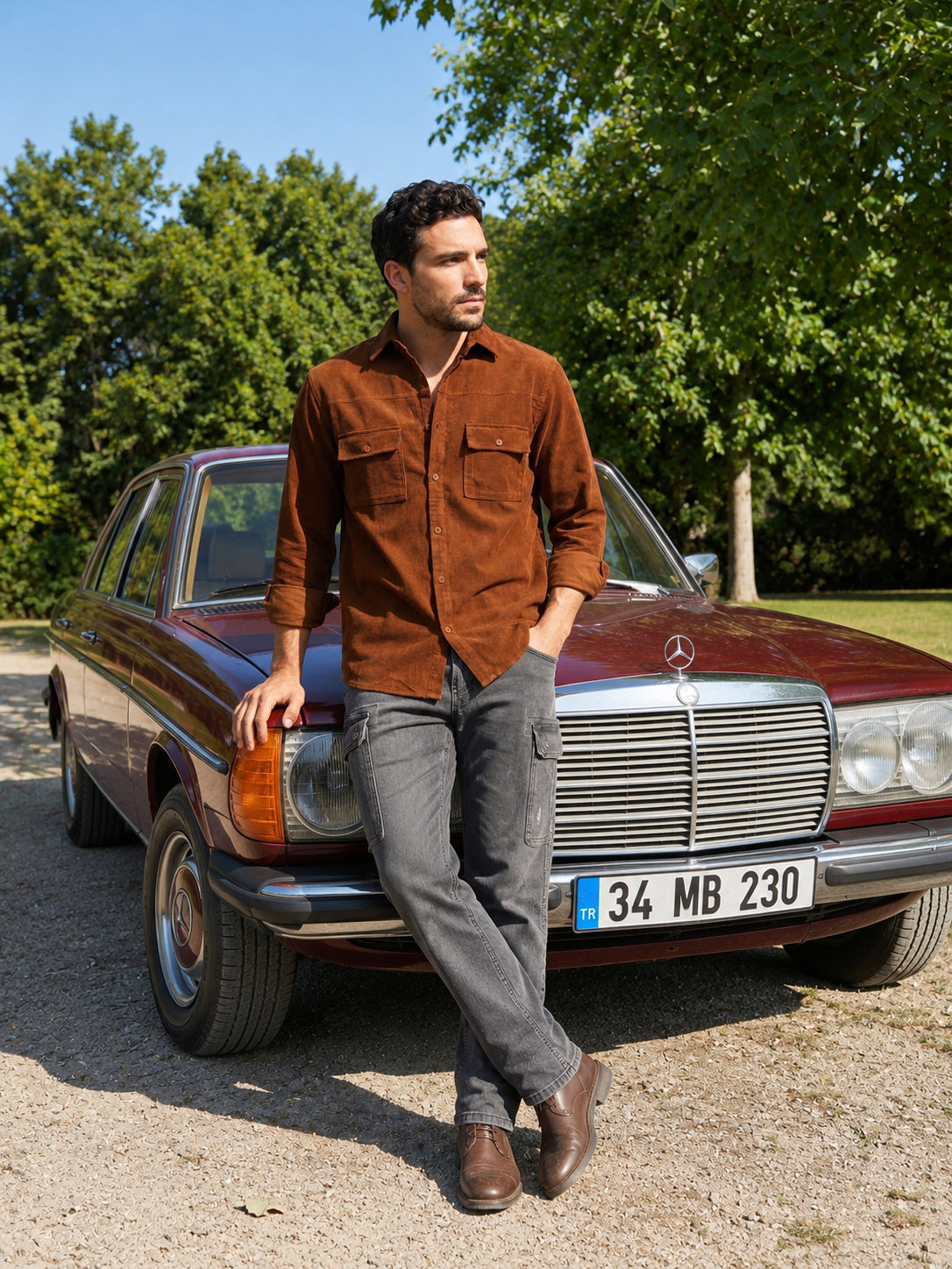 Men Standard Corduroy Cotton Shirt ( RDSH 925Brown )