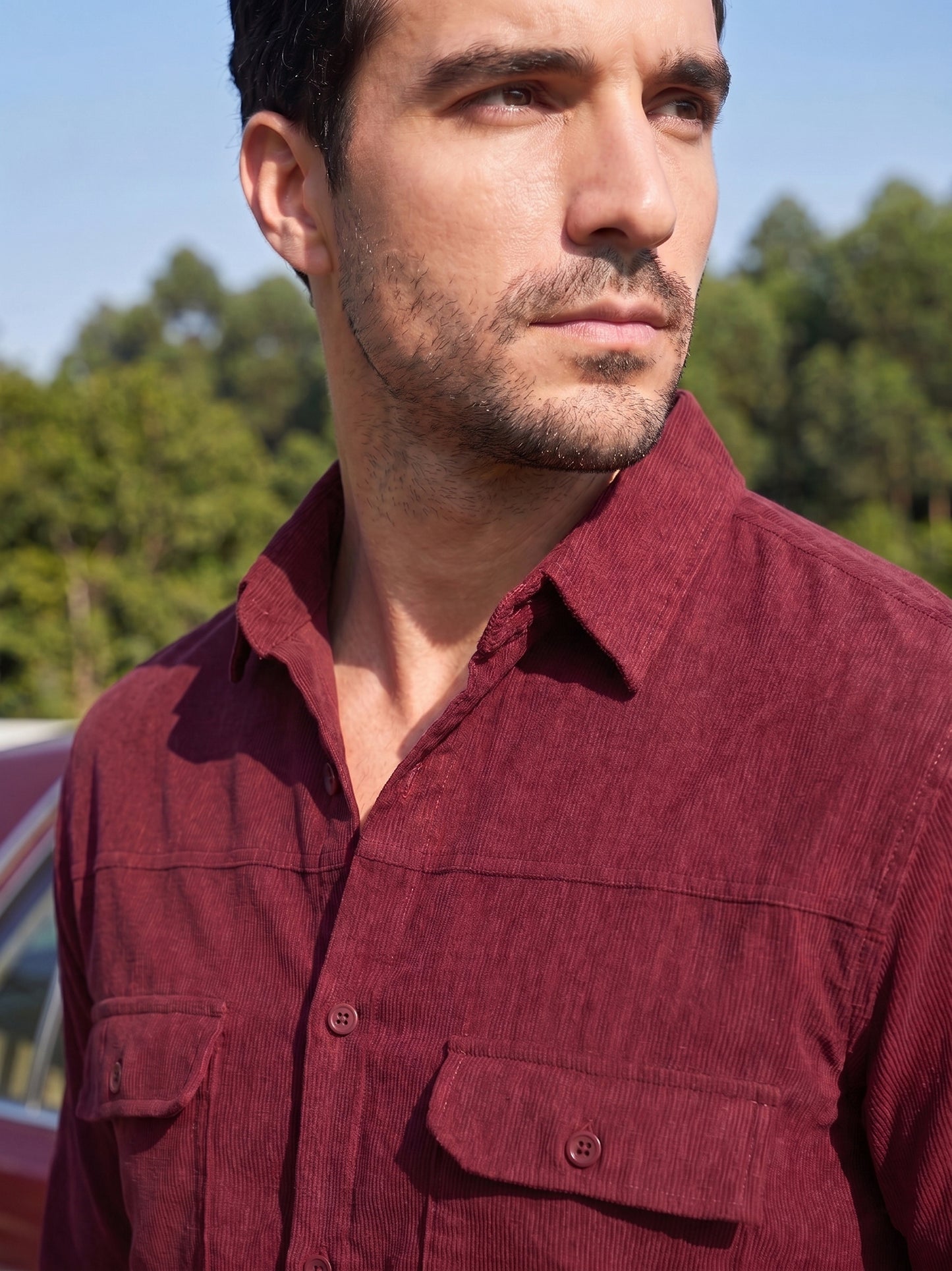 Men Standard Corduroy Cotton Shirt ( RDSH 925Maroon )