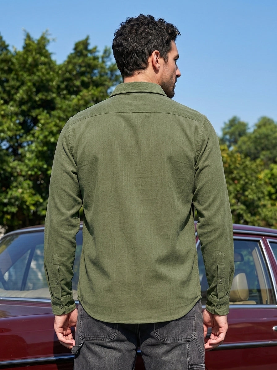 Men Standard Corduroy Cotton Shirt ( RDSH 925Pista )