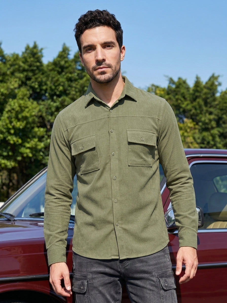 Men Standard Corduroy Cotton Shirt ( RDSH 925Pista )