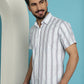 Men's Vertical Striped Half Sleeve Casual Shirt for Mens