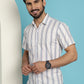 Men's Vertical Striped Half Sleeve Casual Shirt for Mens