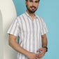 Men's Vertical Striped Half Sleeve Casual Shirt for Mens
