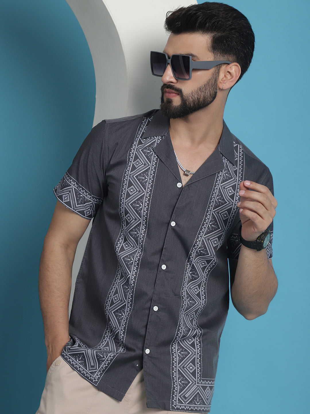 Printed Half Sleeve Lycra Shirt for Men