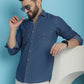 Faded Cotton Denim Casual Shirt