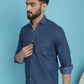 Faded Cotton Denim Casual Shirt