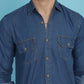 Faded Cotton Denim Casual Shirt