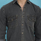 Faded Cotton Denim Casual Shirt