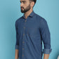 Faded Cotton Denim Casual Shirt for Men