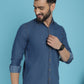 Faded Cotton Denim Casual Shirt for Men