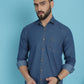Faded Cotton Denim Casual Shirt for Men