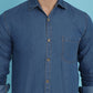 Faded Cotton Denim Casual Shirt for Men