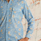 Printed Spread Collar Cotton Curved Casual Shirt