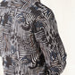 Grey Printed Spread Collar Cotton Curved Casual Shirt
