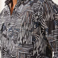 Grey Printed Spread Collar Cotton Curved Casual Shirt