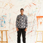 Printed Grey Spread Collar Cotton Curved Casual Shirt
