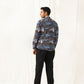 Navy Blue Printed Spread Collar Cotton Curved Casual Shirt
