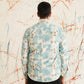 Sky Blue Printed Spread Collar Cotton Curved Casual Shirt