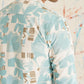 Sky Blue Printed Spread Collar Cotton Curved Casual Shirt