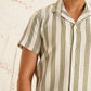 Classic Striped Spread Collar Cotton Curved Casual Shirt