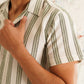 Classic Striped Spread Collar Cotton Curved Casual Shirt
