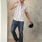 Striped Half Sleeve Cotton Shirt for Men