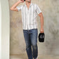 Striped Half Sleeve Cotton Shirt for Men