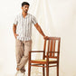 Classic Gey Striped Spread Collar Cotton Curved Casual Shirt