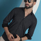 Black Geometric Printed Cotton Casual Shirt