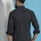 Black Geometric Printed Cotton Casual Shirt