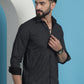 Black Geometric Printed Cotton Casual Shirt