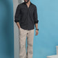 Black Geometric Printed Cotton Casual Shirt