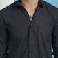 Black Geometric Printed Cotton Casual Shirt