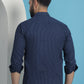 Navy Blue Geometric Printed Cotton Casual Shirt