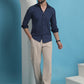 Navy Blue Geometric Printed Cotton Casual Shirt