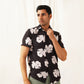 Classic Floral Printed Spread Collar Cotton Curved Casual Shirt