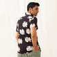 Classic Floral Printed Spread Collar Cotton Curved Casual Shirt