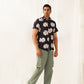 Classic Floral Printed Spread Collar Cotton Curved Casual Shirt