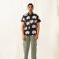 Classic Floral Printed Spread Collar Cotton Curved Casual Shirt