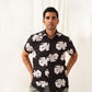 Classic Floral Printed Spread Collar Cotton Curved Casual Shirt
