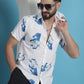 Blue Floral Printed Cotton Casual Shirt