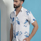 Blue Floral Printed Cotton Casual Shirt