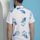 Blue Floral Printed Cotton Casual Shirt